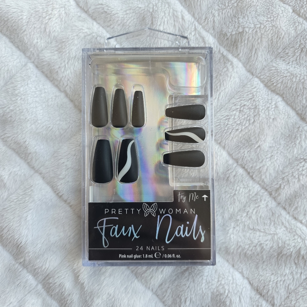 🍒 5/$20 new Pretty Woman Faux Nails Press On Manicure Kit 24ct